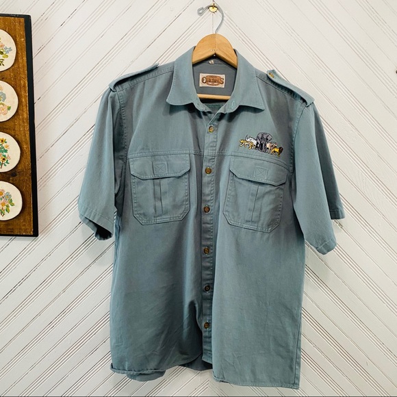 Vintage Other - Vintage Steel Blue Safari Shirt